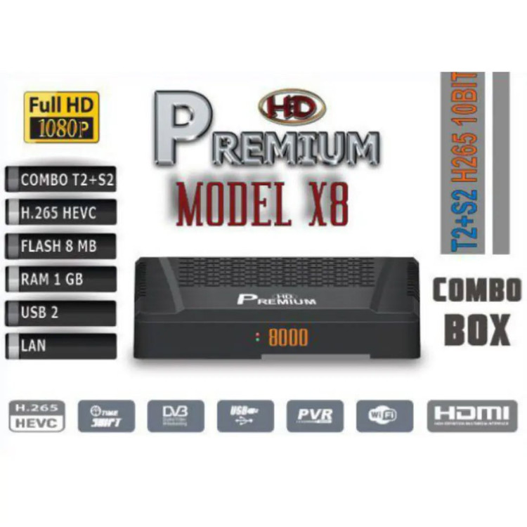 گیرنده دیجیتال پرمیوم مدل X8 ده بیت فول اچ دی H.265